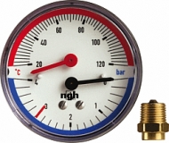 Thermo-Manometer 80 mm ø DN15 (½